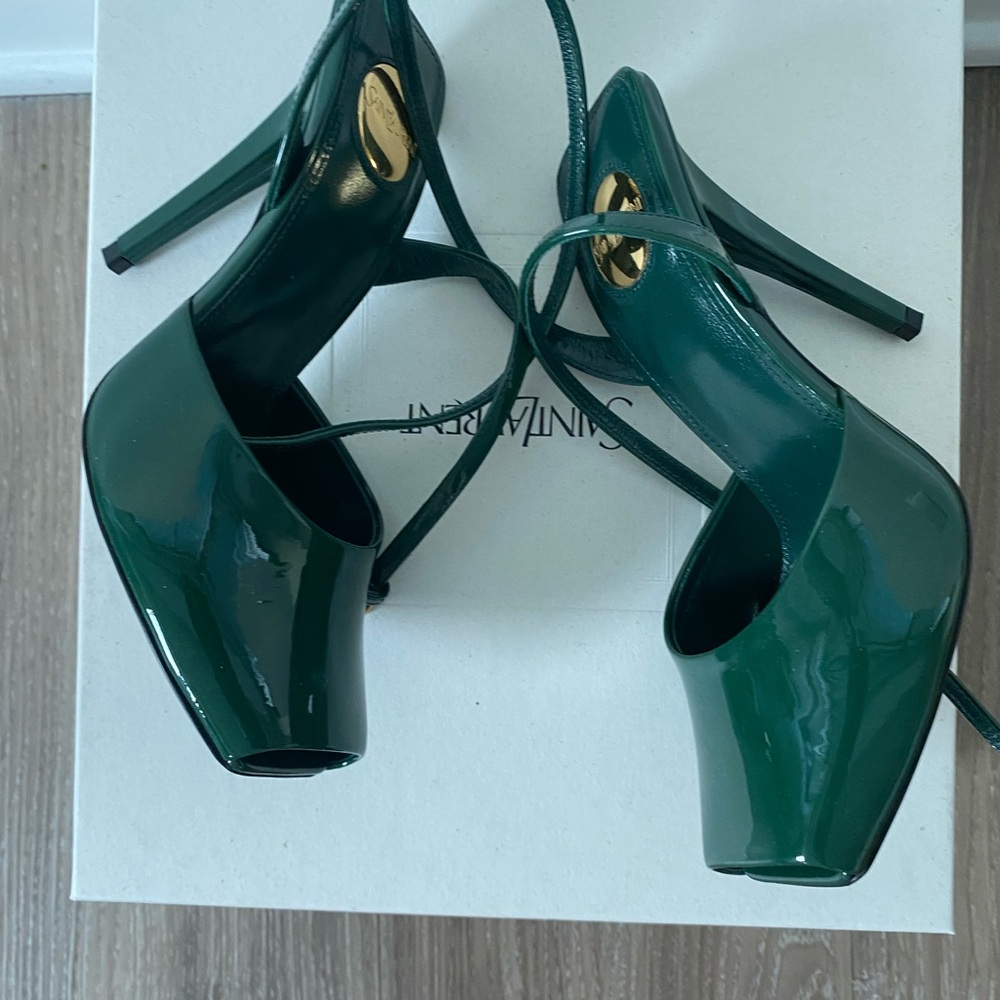 Saint Laurent Dark Green Patent Heels